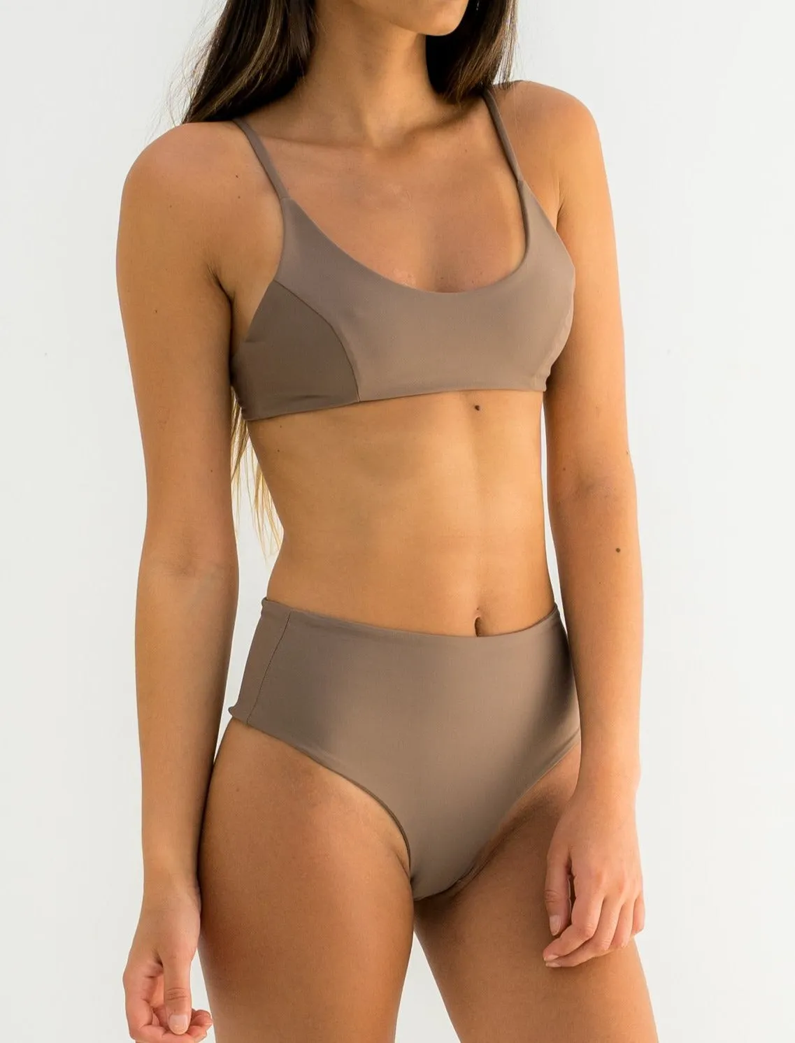 sustainable swimwear top zoe timeless brown