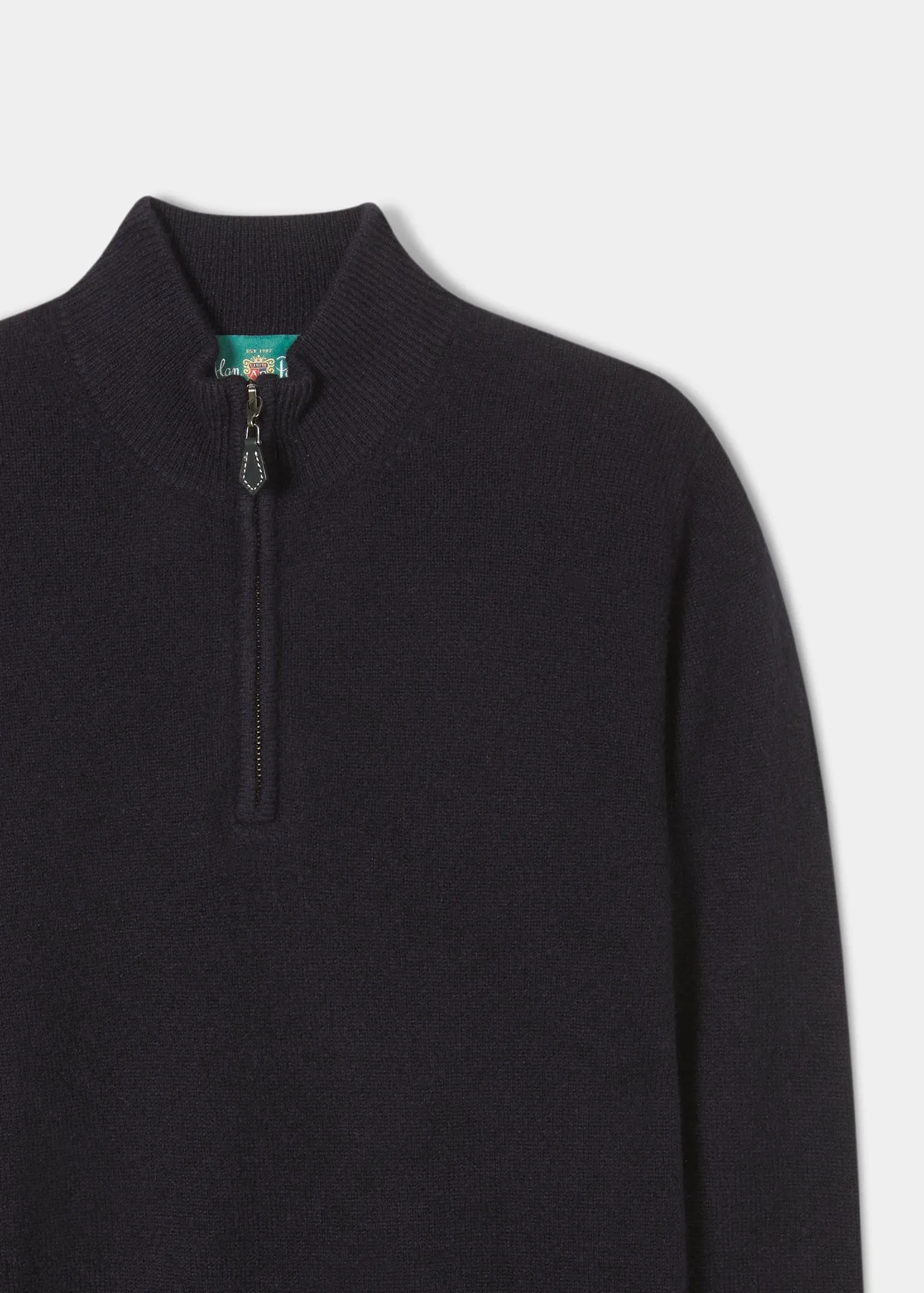 Sutherland Lambswool 1/4 Zip Jumper in Navy - Regular Fit