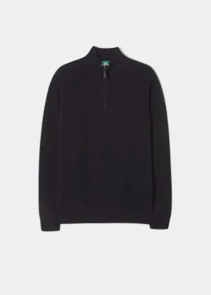 Sutherland Lambswool 1/4 Zip Jumper in Navy - Regular Fit