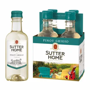 Sutter Home Pinot Grigio White Wine, 4 Pack, 187 ml Bottles