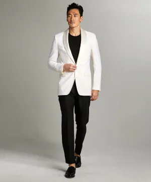 Sutton Shawl Collar Tuxedo Jacket in Ivory Italian Wool