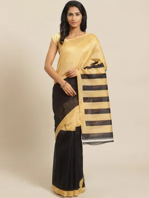 SVB Saree Black and Chicku Solid Saree