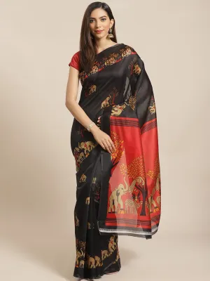 SVB Saree Black And Red  Mysore Silk Saree