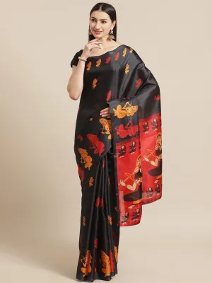 SVB Saree Black and Red Printed Saree