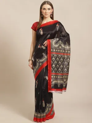 SVB Saree Black Animal Print Saree