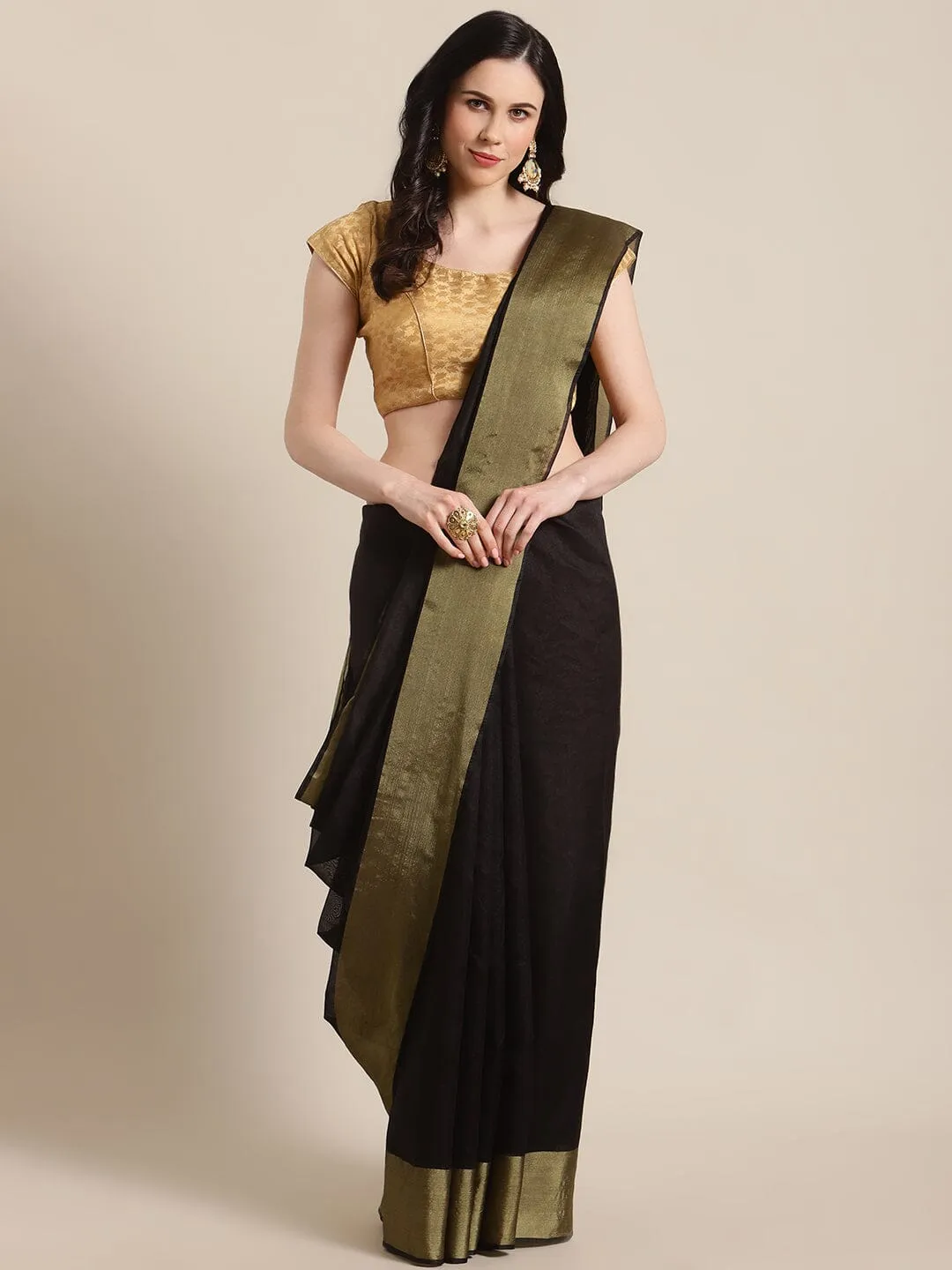 SVB Saree Black  Chanderi silk sare