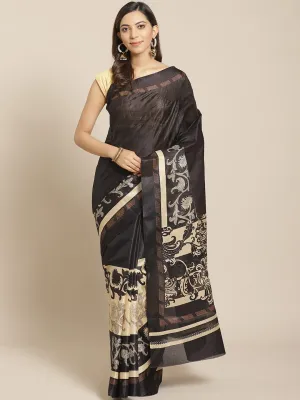 SVB Saree Black Flower Print Saree