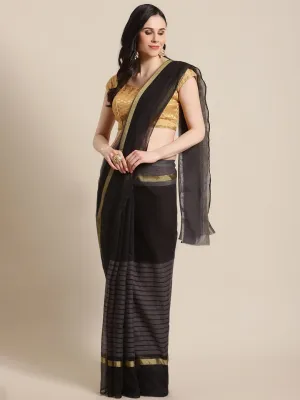 SVB Saree Black Polycotton Silk Saree