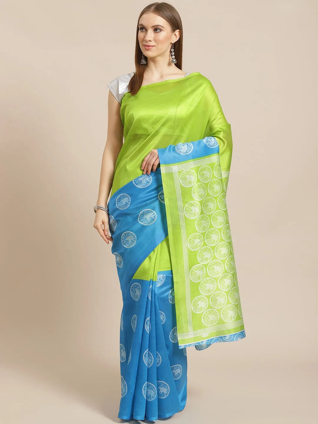 SVB Saree Blue And Green Mysore Silk Saree