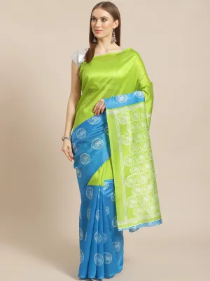 SVB Saree Blue And Green Mysore Silk Saree