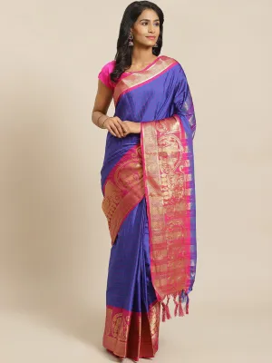 SVB Saree Blue And Pink Embellished Saree