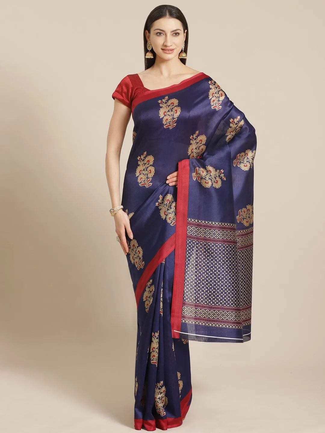 SVB Saree Blue Flower Mysore Silk Saree