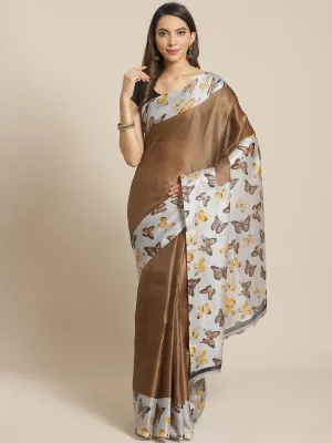 SVB Saree Brown Khadi Silk Saree