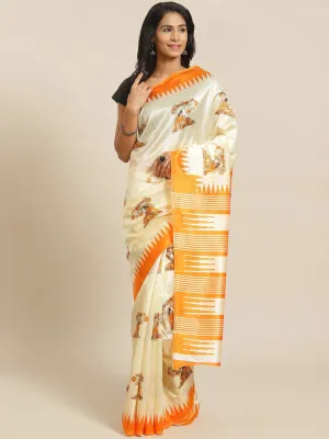 SVB SAREE Chicku and Orange Mysore Silk Saree