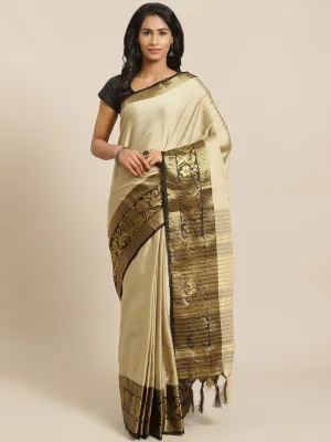 SVB Saree Cream And Black Embellished Saree