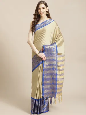 SVB Saree Cream And Blue Embellished Saree