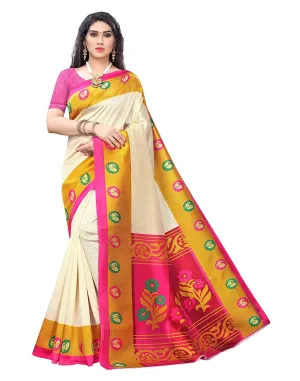 SVB Saree Cream Colour Art Silk Saree