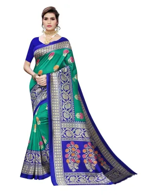 SVB Saree Green  & Blue  Cotton Silk Saree