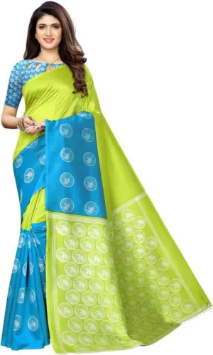 SVB Saree Green  & Blue Mysore Silk Saree