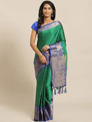 SVB Saree Green And Blue Embellished Saree