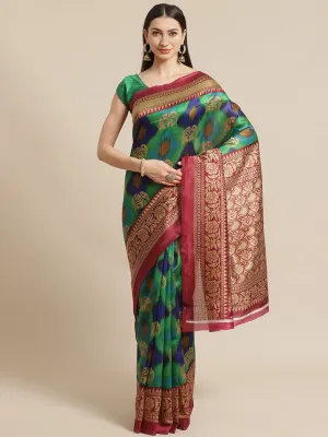 SVB Saree Green And Maroon Mysore Silk Saree