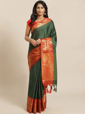 SVB Saree Green And Red Embellished Saree