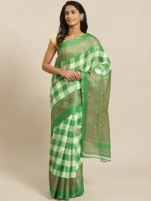 SVB Saree Green  Block Printed Saree