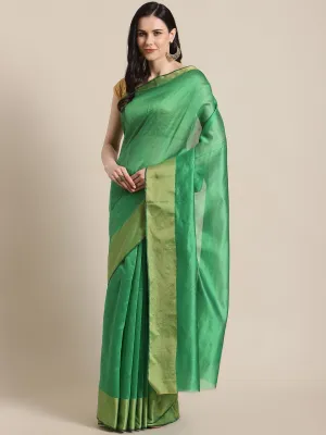 SVB Saree Green Colour Chanderi silk sare