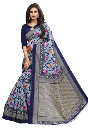 SVB Saree Grey Blue Colour Art Silk  SareeÊÊ