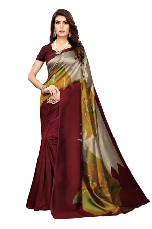 SVB Saree Maroon Art Silk Mysore Silk Saree