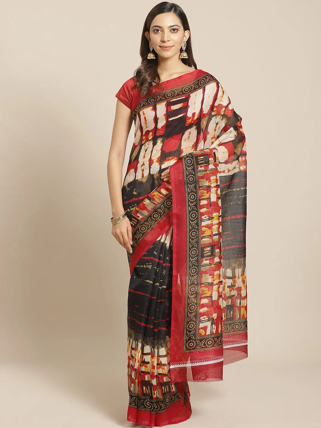 SVB SAREE Multicolour Bhagalpuri  Silk Saree