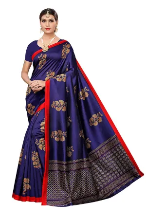 SVB Saree Navy Blue Mysore Silk Kalamkari Saree