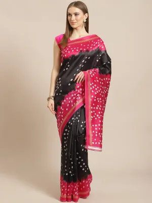 SVB Saree Pink And Black Bhandhani Print saree