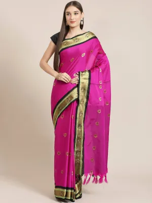 SVB Saree Pink And Black Cotton Saree