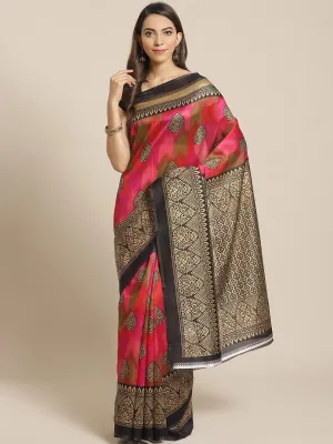 SVB Saree Pink And Black Mysore Silk Saree