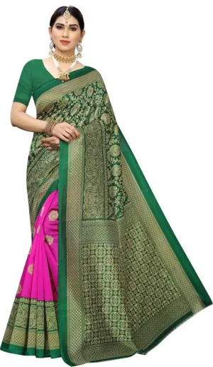 SVB Saree Pink And Green Colour Mysore Silk Saree