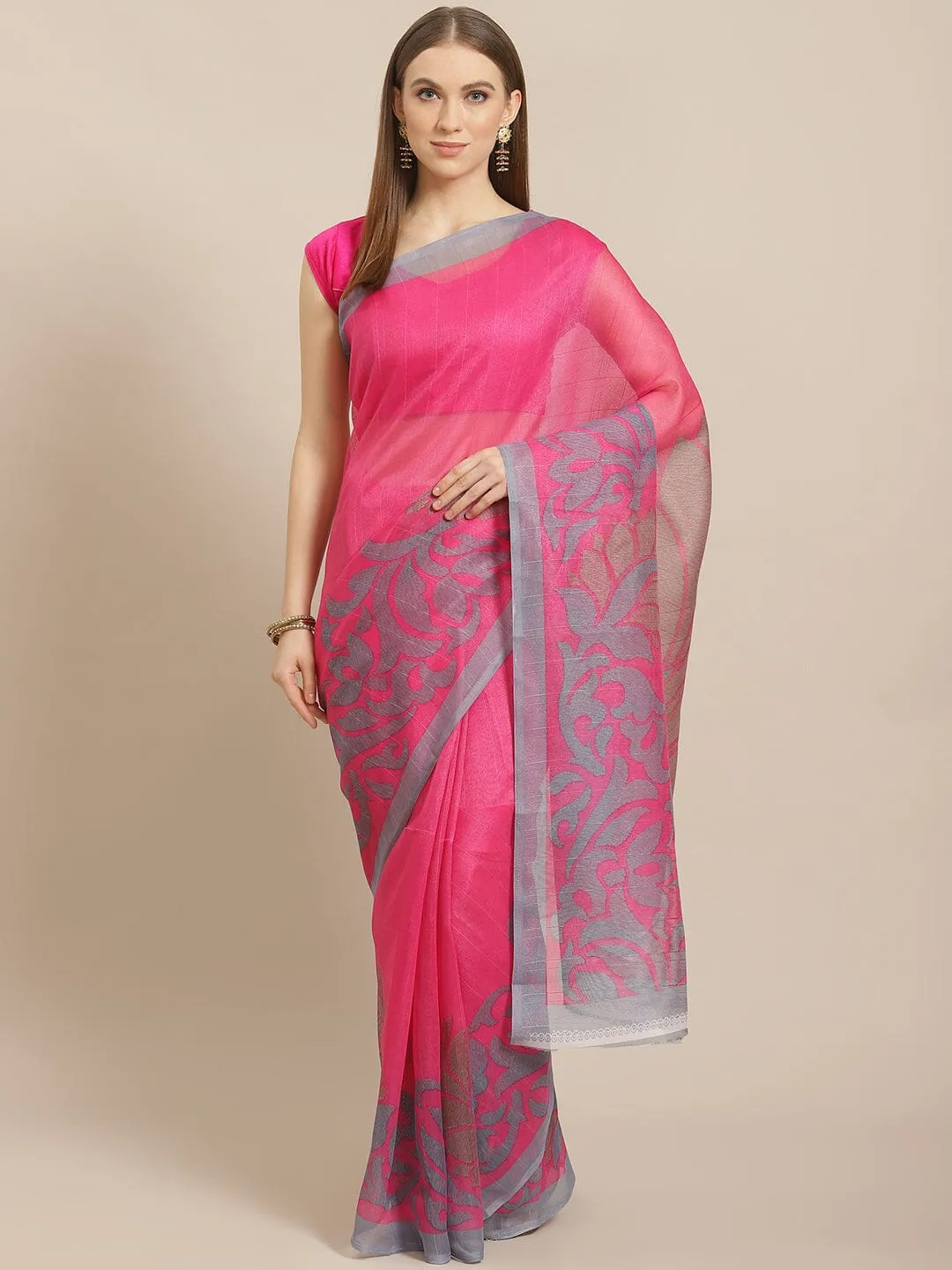 SVB Saree Pink Animal Print Saree