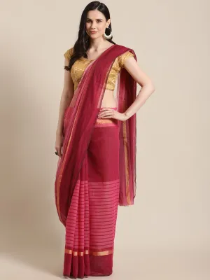 SVB Saree Pink Polycotton Silk Saree