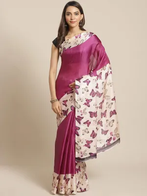 SVB Saree Purple Animal Print Saree