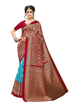 SVB Saree Rama & Red woven Art Silk Saree