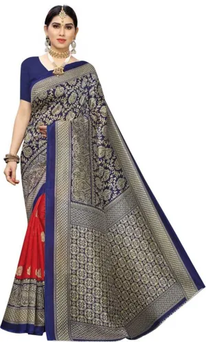 SVB Saree Red And Blue Colour Mysore Silk Saree