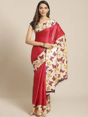 SVB Saree Red Khadi Silk Saree