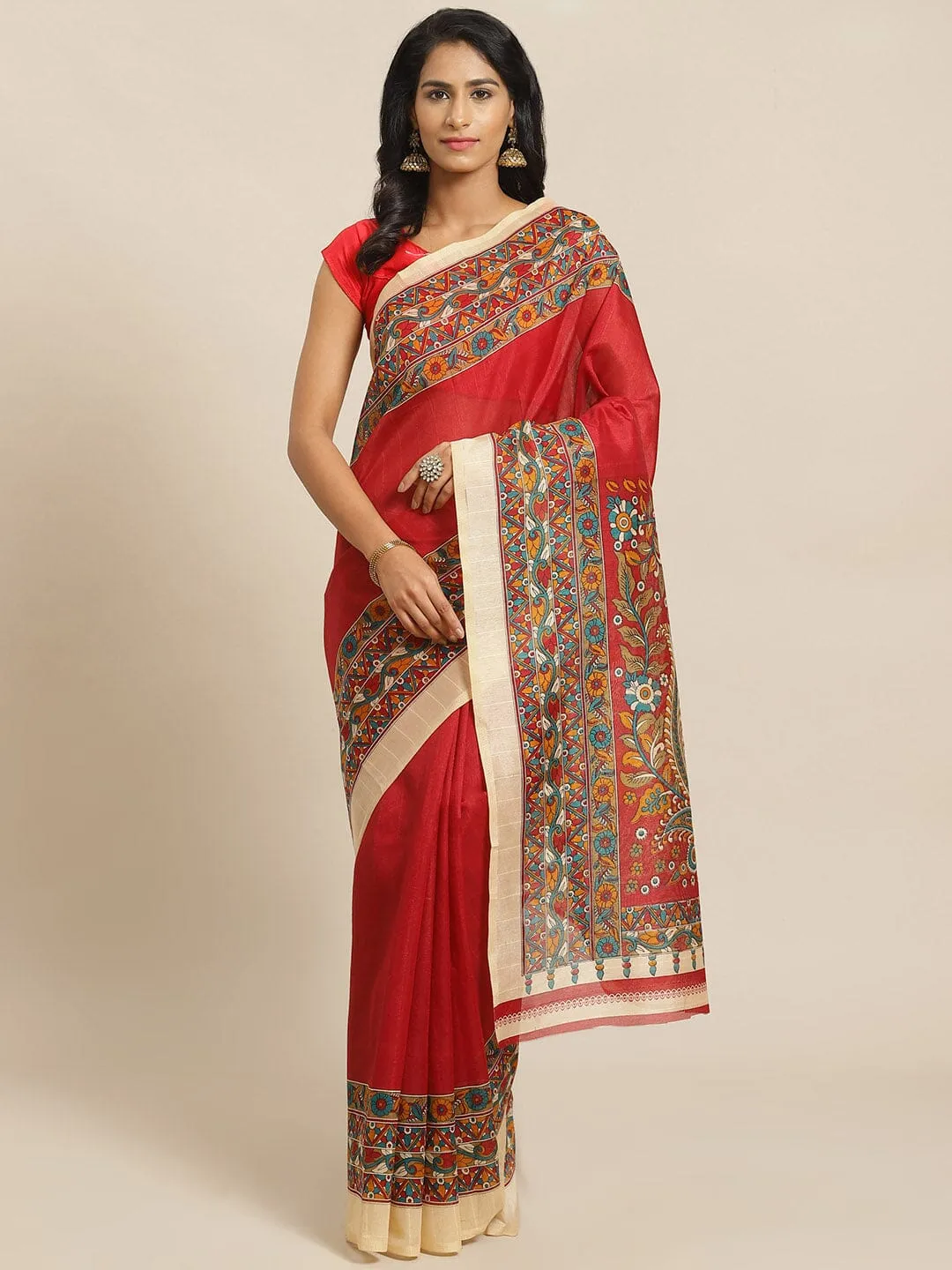 SVB Saree Red Printed Saree