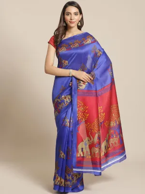 SVB Saree Royal Blue Animal Print Saree