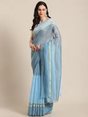 SVB Saree Sky Blue Polycotton Silk Saree