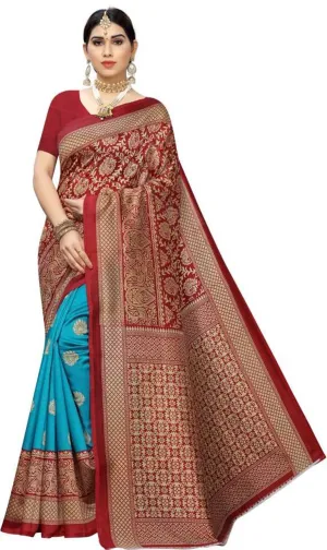 SVB Saree Teal And Red Colour Mysore Silk Saree