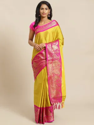 SVB Saree Yellow And Pink Embellished Saree