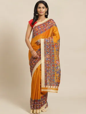 SVB Saree Yellow Animal Print Saree