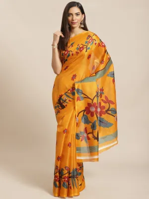 SVB Saree Yellow Animal Printed Saree