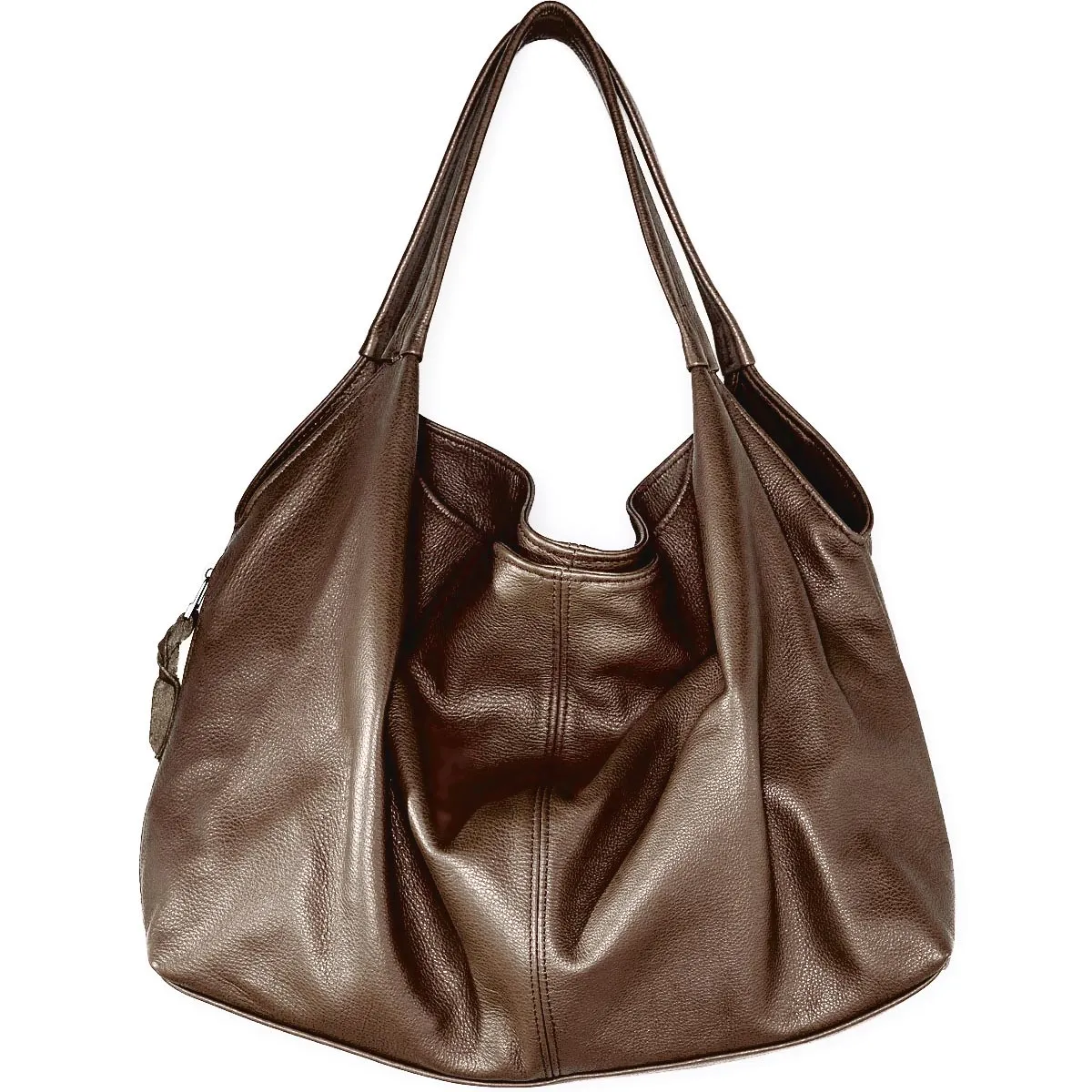 Sven draped leather double strap hobo